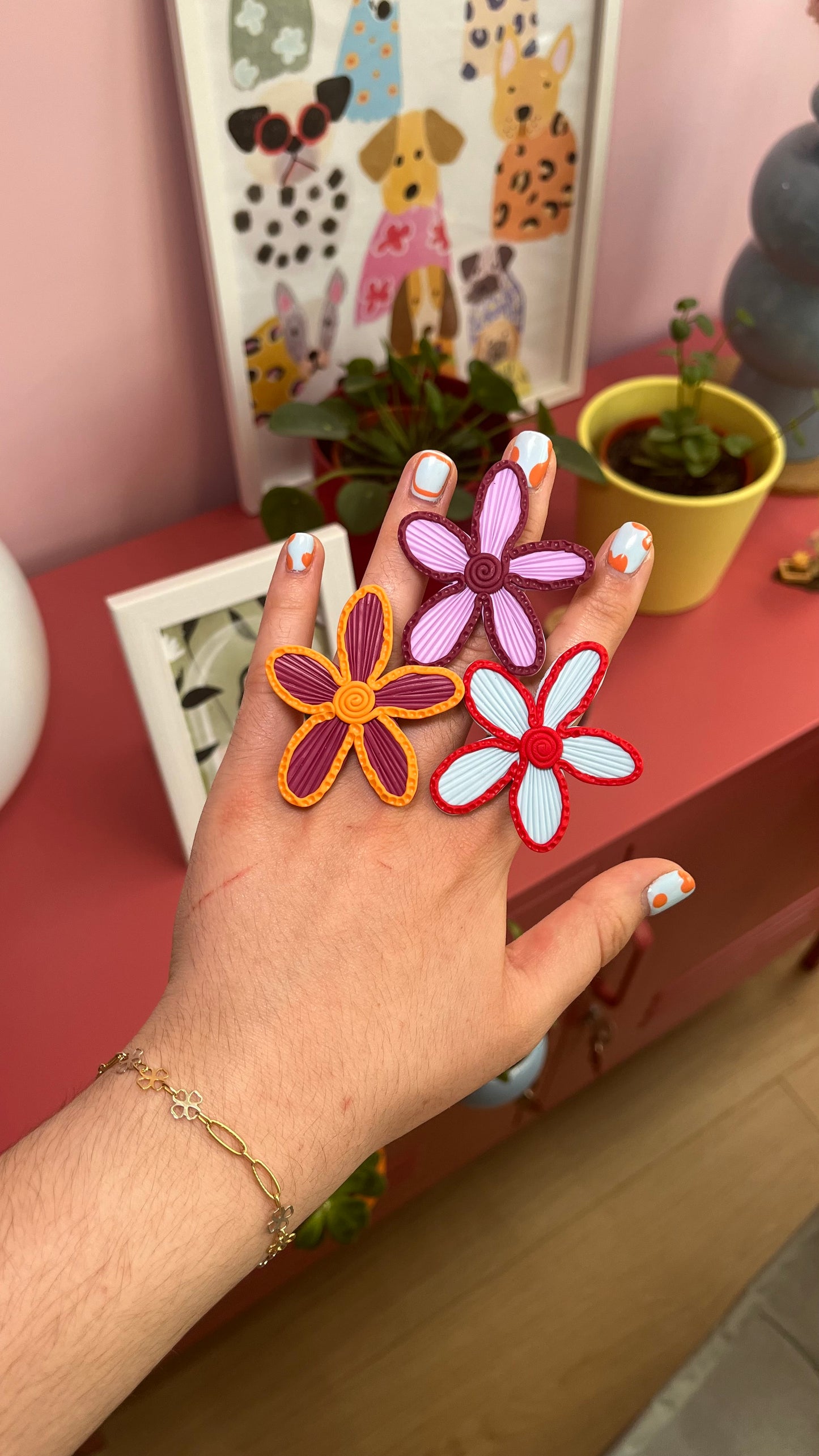 Anillo flor dúo lila + morado