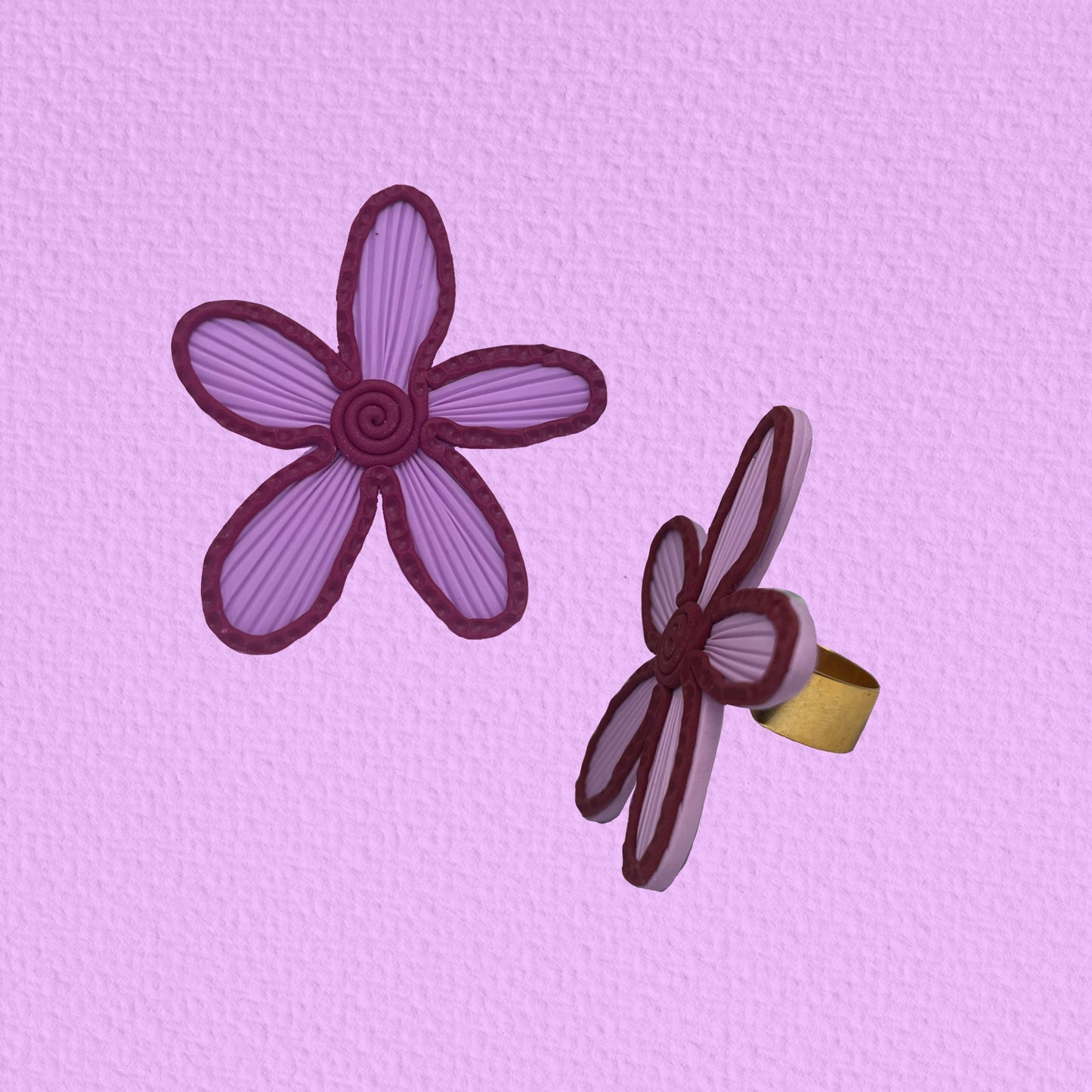 Anillo flor dúo lila + morado