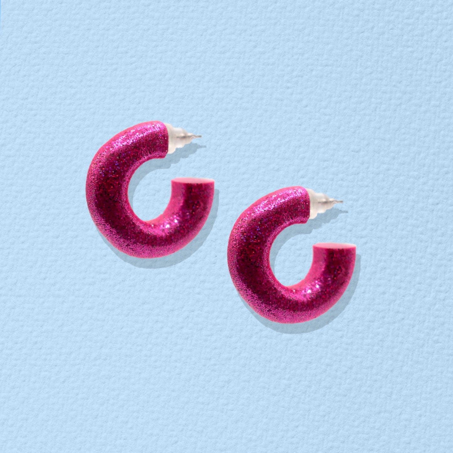 Mini Aros Glitter fucsia