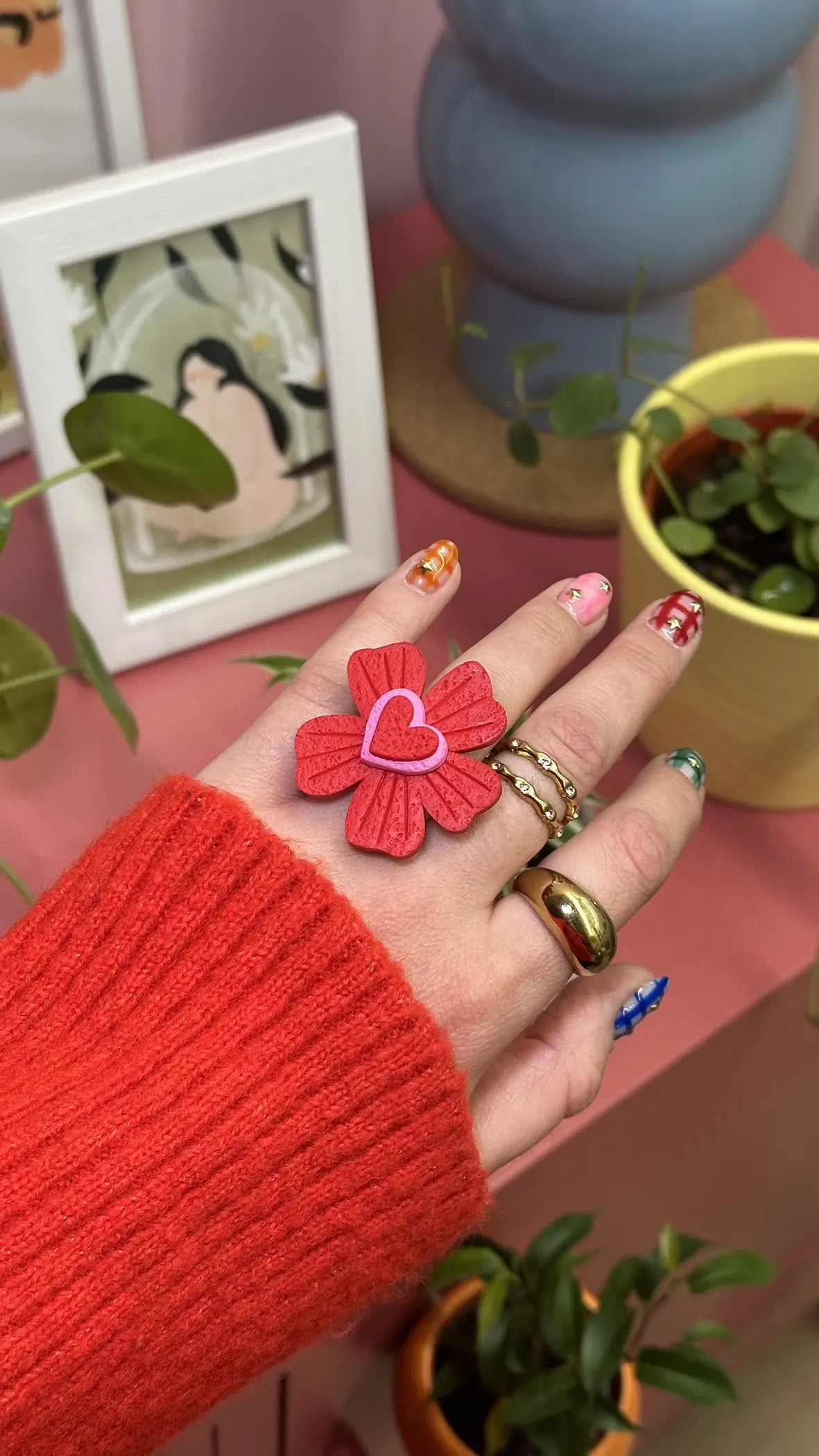 Anillo Flor corazón