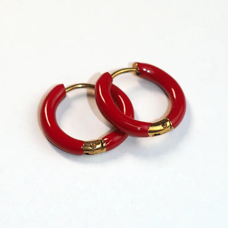 Aros dorados esmaltados, Rojos