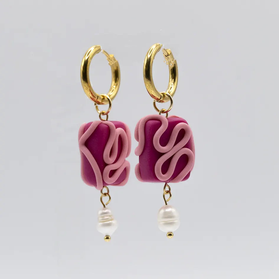 Fuchsia / Pale pink Serpentine Charm
