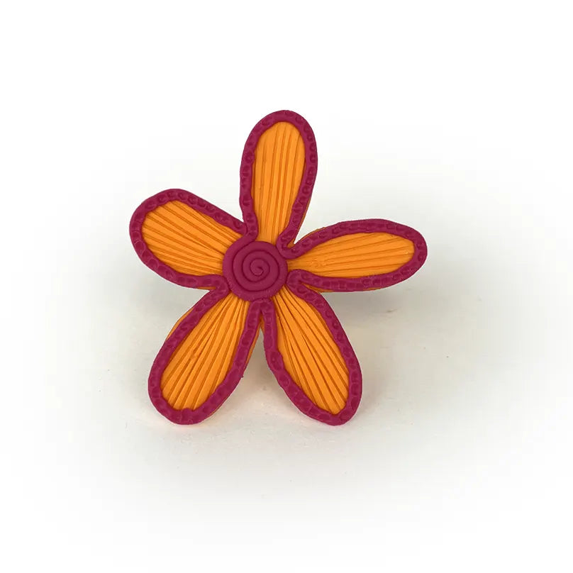Anillo flor dúo naranja + rosa