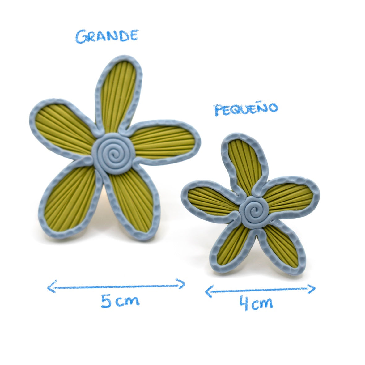 Duo flower ring lime green + blue