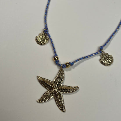 Collar cuerda azul