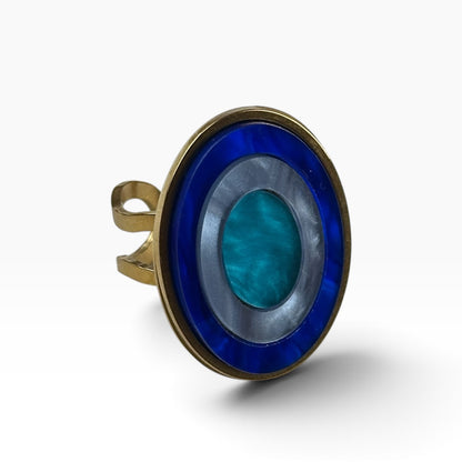 Anillo mini geoda azules