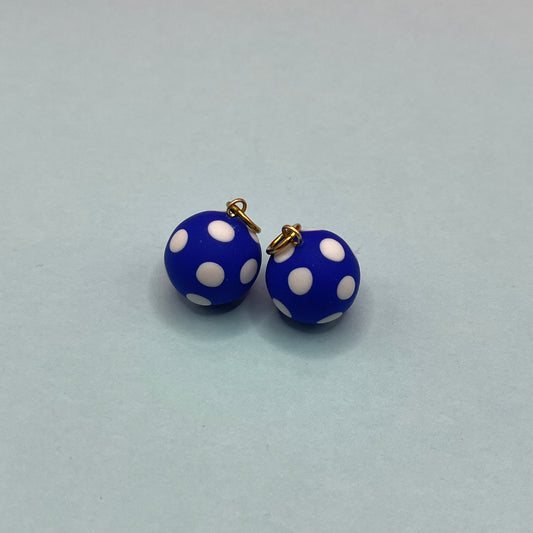 Blue marbles + white polka dots