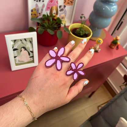 Anillo flor dúo lila + morado