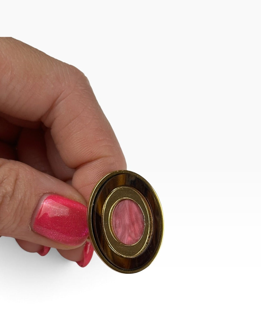 Anillo mini geoda marrón+rosa