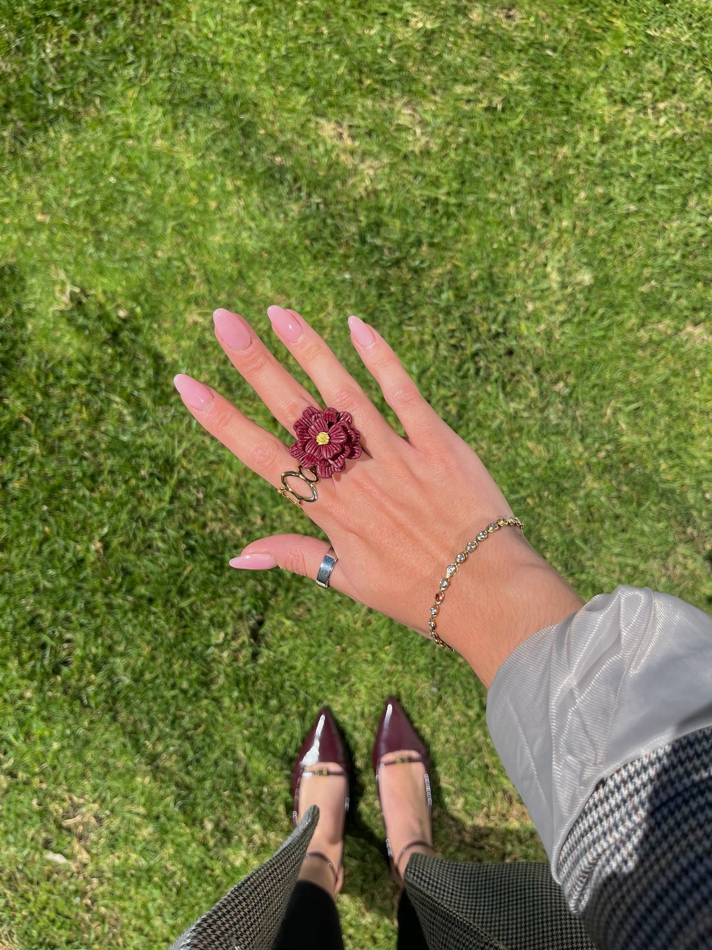 WINE colored Floral Ring