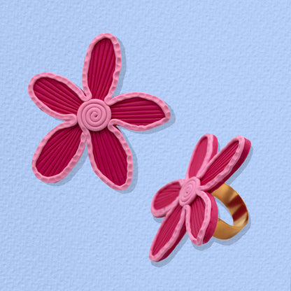 Pink duo flower ring