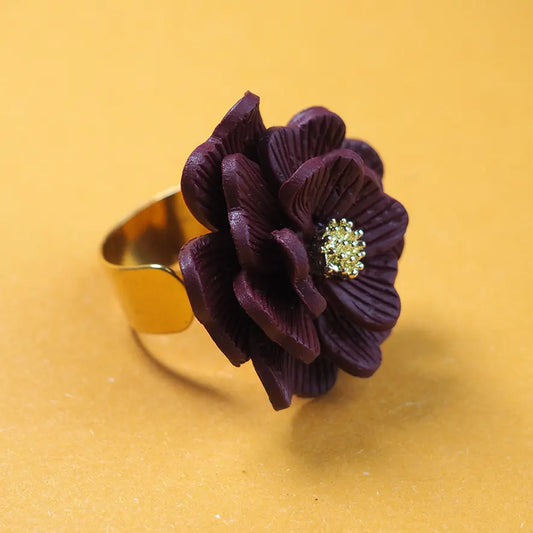 WINE colored Floral Ring