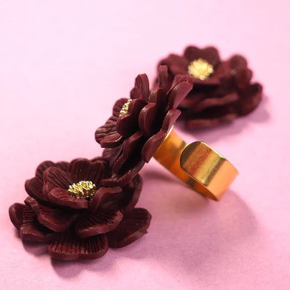 WINE colored Floral Ring