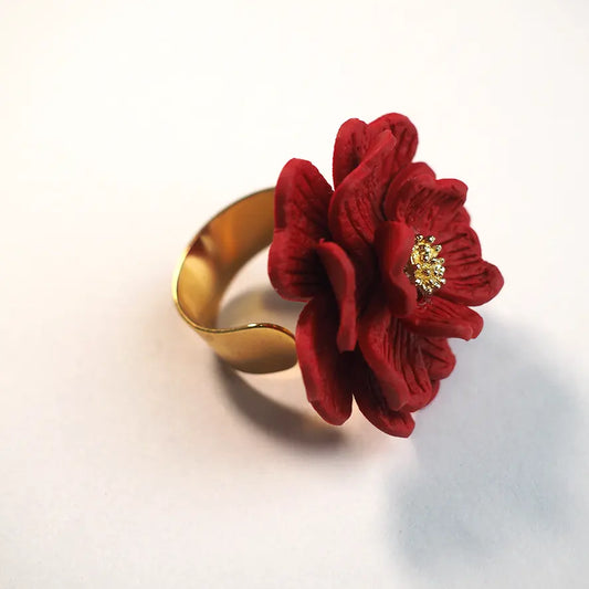 RED Floral Ring