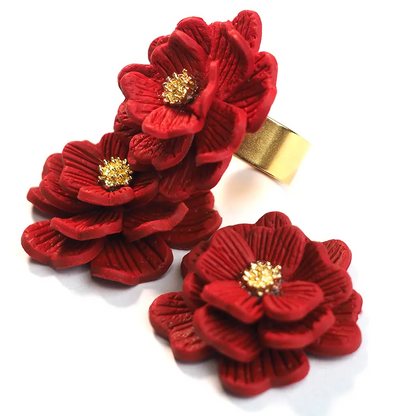 RED Floral Ring