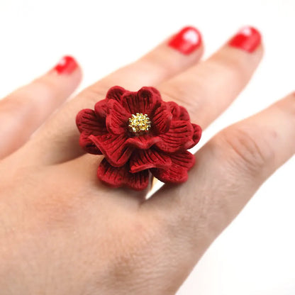 RED Floral Ring