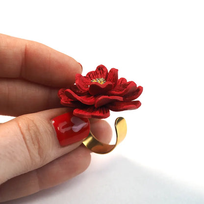 RED Floral Ring