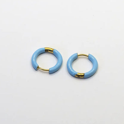 Aros dorados esmaltados,  Azul Celeste