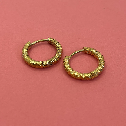 Golden Pleated Hoops