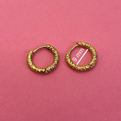 Golden Pleated Hoops