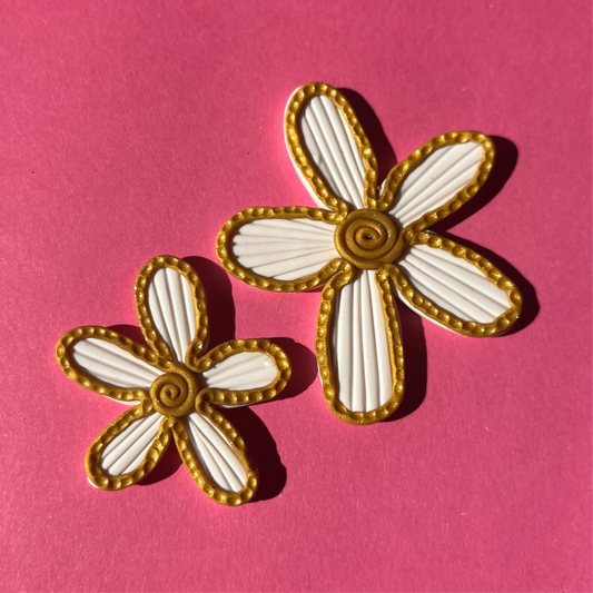 Anillo flor dúo blanco + dorado