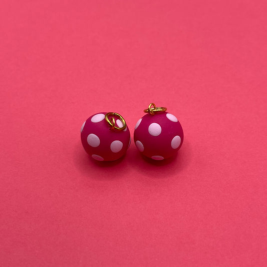 Fuchsia marbles + pale pink polka dots