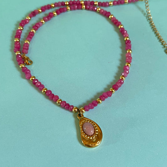 Collar gota rosa