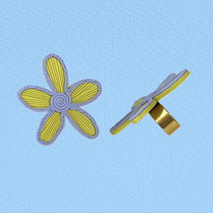Duo flower ring lime green + blue