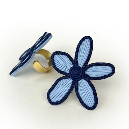 Anillo flor dúo azul+azul cielo