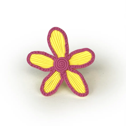 Pink+yellow duo flower ring