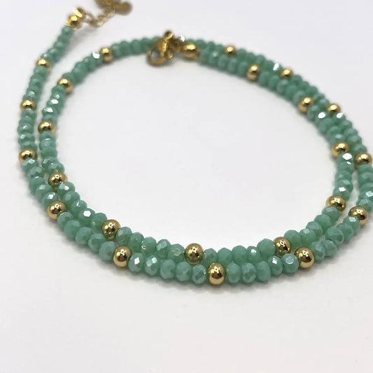 Collar  cristalitos  azul turquesa