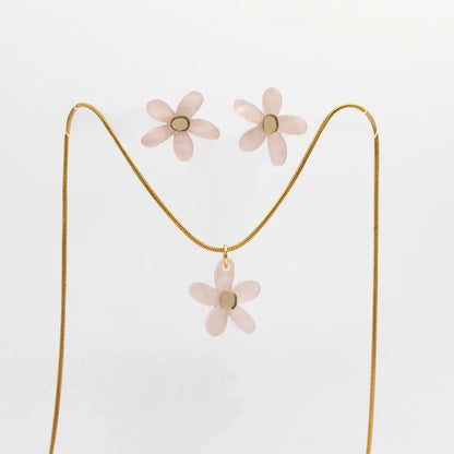 Marbled Rosewood Necklace + Earrings Set