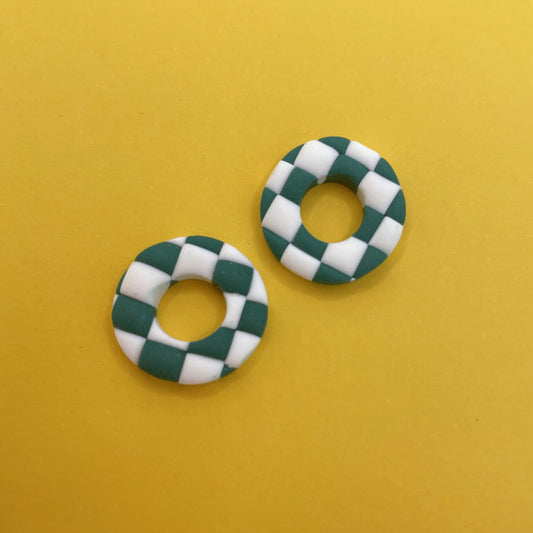 Charm donut Damero blanco y verde