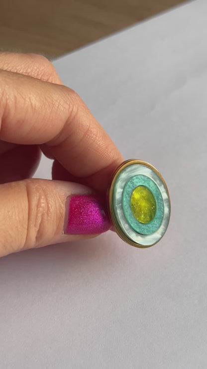 Anillo mini geoda azul+ azul Elsa+ verde