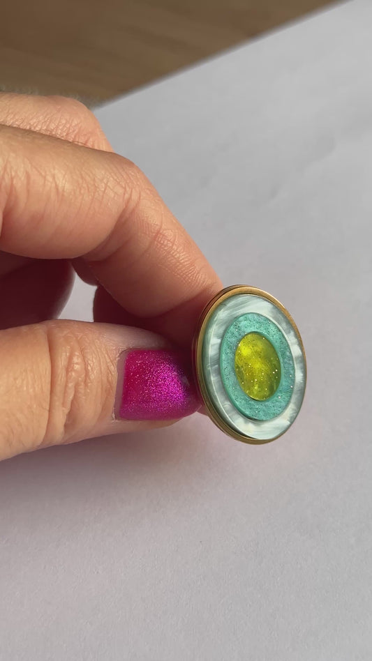 Anillo mini geoda azul+ azul Elsa+ verde