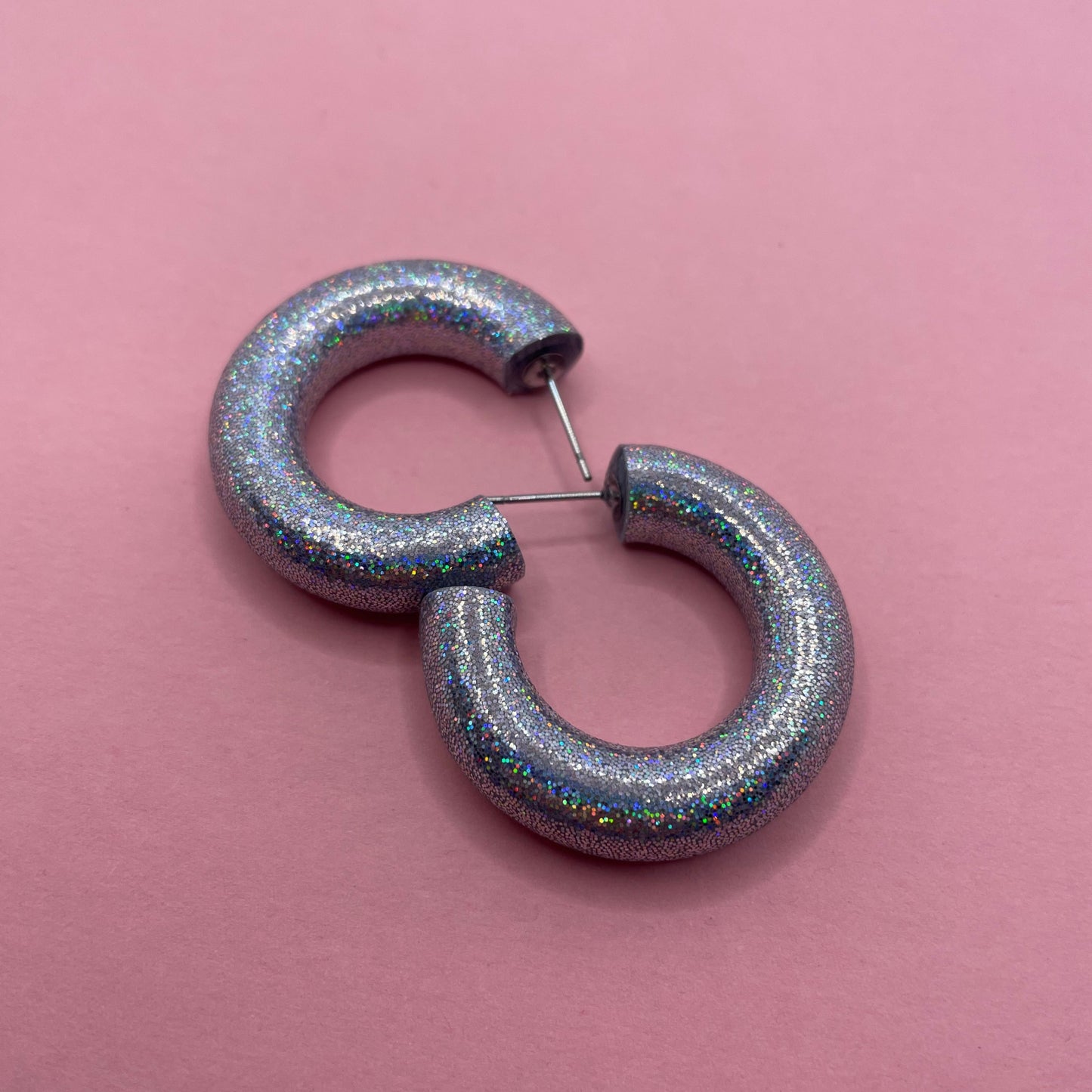 Silver Glitter Hoops