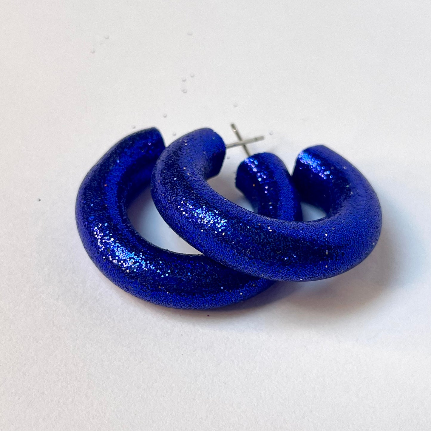 Aros Glitter Azul Marino